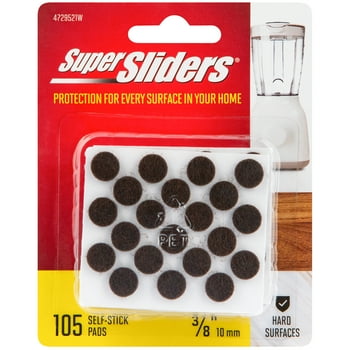 Super Sliders 3/8" Round Self-Stick Felt Pads, Brown (105 Pack)