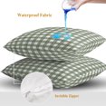 thumbnail image 4 of Throw Pillow Covers 20x20 Inch Set of 2, Green Buffalo Plaid Waterproof Outdoor Pillow Covers, Farmhouse Checked Retro Geometric Art Decorative Cushion Pillowcases for Couch, Sofa, Bed, Garden, Patio, 4 of 9