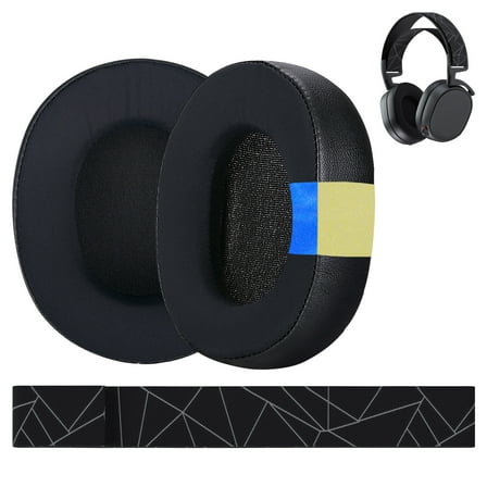 MMOBIEL Cooling Gel Ear Cushions & Elastic Headband Replacement for SteelSeries Arctis 7, 9, Pro & Prime Wireless Headset – Black