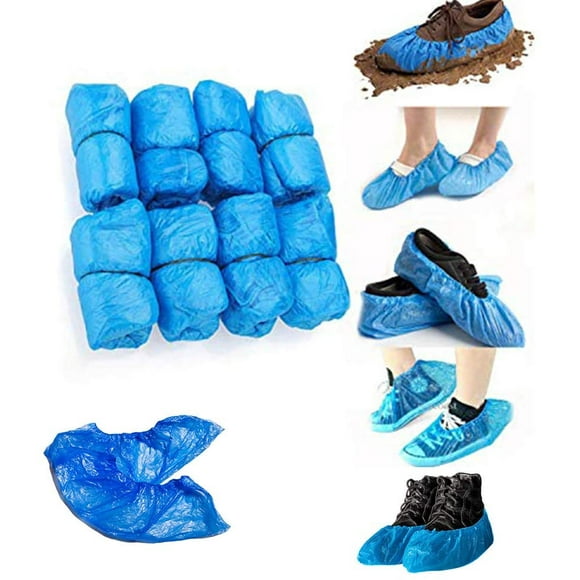 100 Pieces Disposable Shoe Covers Disposable Shoe Covers Overshoes Blue
