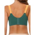 thumbnail image 3 of INSPIRAR CHIC Sujetadores de cobertura completa para mujeres con tirantes anchos, largo, espalda alta, acolchados, encaje, push up, talla D 38, verde oscuro, 3 of 5