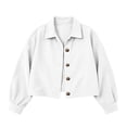 thumbnail image 4 of MLCDZ Womens Corduroy Jacket Cropped Fall Long Sleeve Button Down Turn collared Coat Casual Lightweight Solid Color Bomber Outerwear with Pockets, 4 of 9