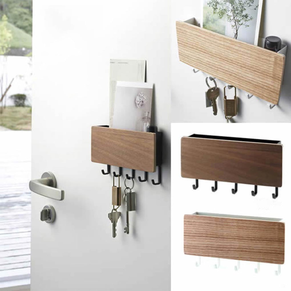 Style Sundries Storage Hanger Wooden Hook Wall Shelf Debris Rack Key Box 