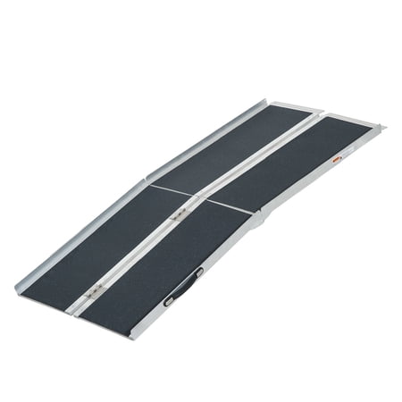 HOMCOM Lightweight Aluminum Portable Skidproof PVC Carpeted Folding Wheelchair Ramp, 6