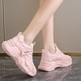 thumbnail image 4 of Sneakers for Women Fashion Platform White Leather Casual Dad Shoes Comfortable Wedge Walking Sport Sneakers-Pink, 4 of 5