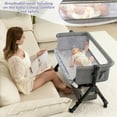 thumbnail image 2 of Baby bassinet bedside cot, portable folding cot, breathable mesh fabric, storage basket,Light Gray, 2 of 6