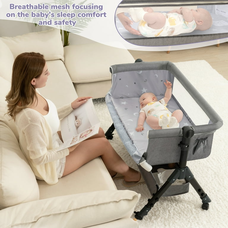 kmaier Baby Bassinet Sleeper, Adjustable Bedside Crib, Lightweight