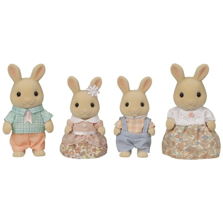 Calico Critters Milk Rabbit Family, Set of 4 Collectible Doll Figures