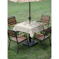 thumbnail image 4 of Outdoor Tablecloth with Umbrella Hole for Patio/Picnic/Party/Camping, Floral Eucalyptus Leaves Waterproof Table Cloth Square Cover Washable, Daisy Summer Botanical Rustic (54"x 54"), 4 of 8