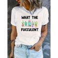 thumbnail image 1 of Imprescindible de temporada, camiseta informal elegante para mujer con estampado único de plantas en maceta. Cuello redondo cómodo, manga corta, algodón elástico. Perfecta para verano y ropa informal., 1 of 6