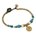 thumbnail image 2 of Mystical Aum or Om Blue Turquoise and Brass Beads Jingle Bell Bracelet, 2 of 5