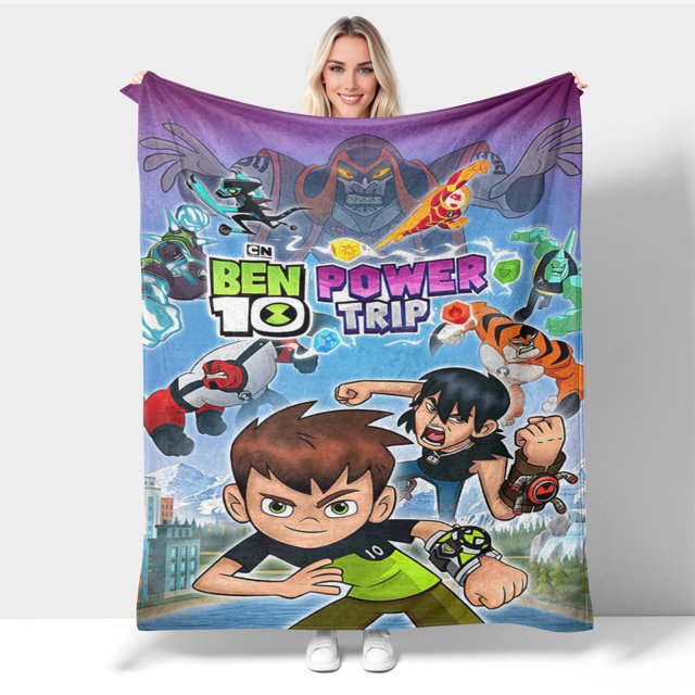 Manta Ben 10 de 50 x 40 pulgadas, manta de franela para dormir, acogedora, ligera, ultra suave, para sofá, viajes, aire acondicionado, ropa de cama