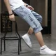 thumbnail image 4 of Pantalones vaqueros cortos para hombre, rectos, grises, con cordón, tendencia vaquera, 2024, oferta azul, moda coreana, botones, retro, Y2k, 4 of 5