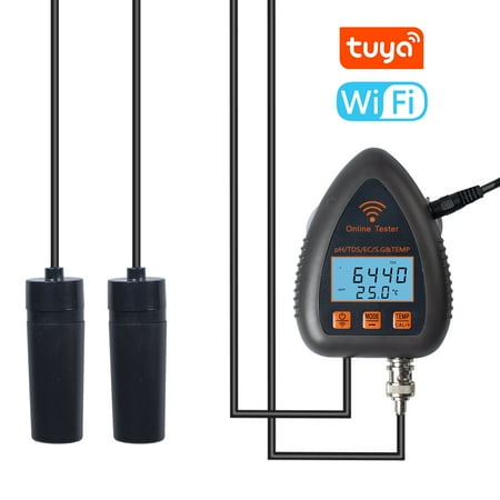 Mioren Water Quality Tester Ec Tuya WiFi 5in1 Water Quality Online Monitor PH Total Dissolved Solids S.G EC Temperature Test Meter Multi-functional Mariculture Tester for Drinking Water Aquarium