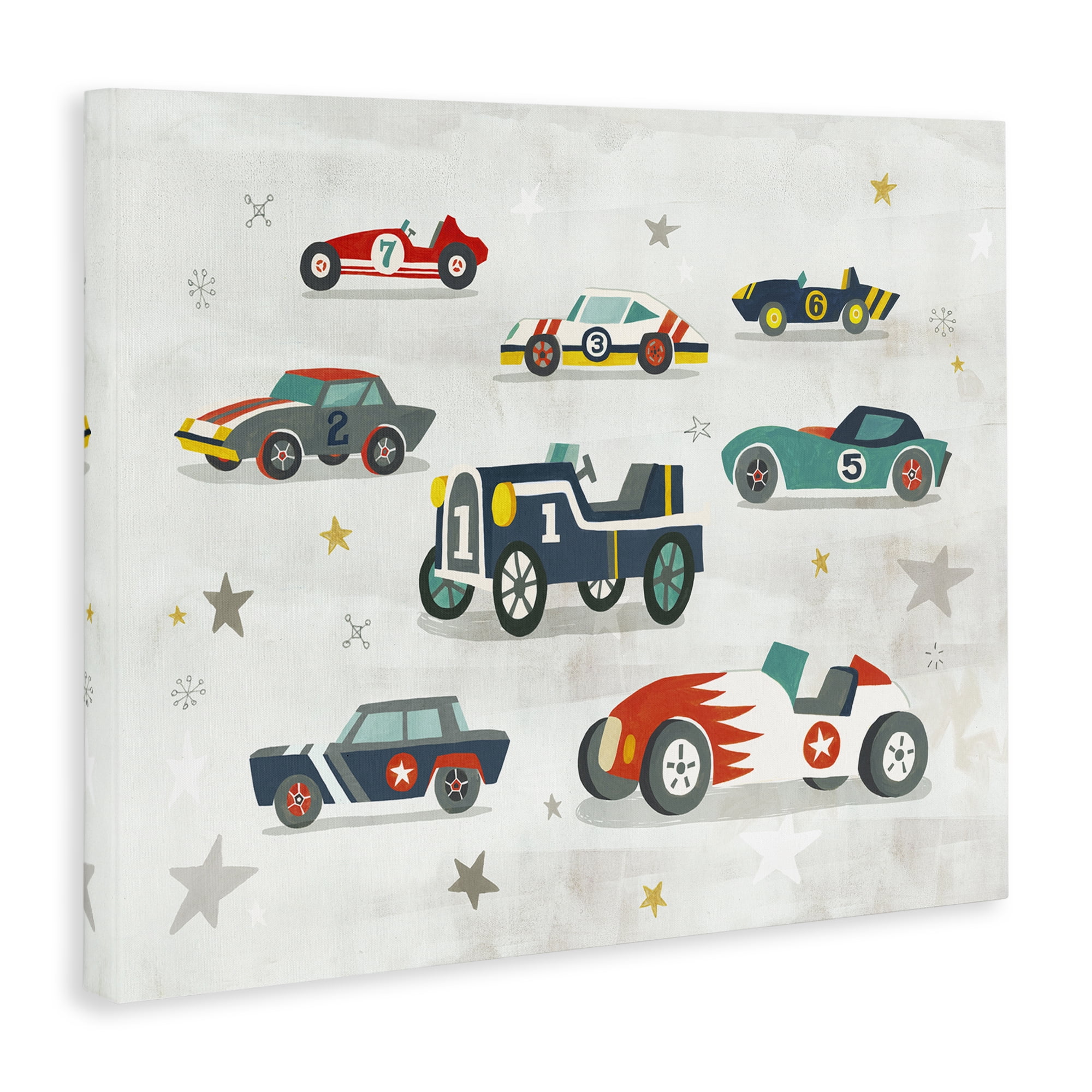 Stupell Industries Vintage Antique Race Cars Transportation Painting Wrapped Canvas Art Print Wall Art, 30 x 24