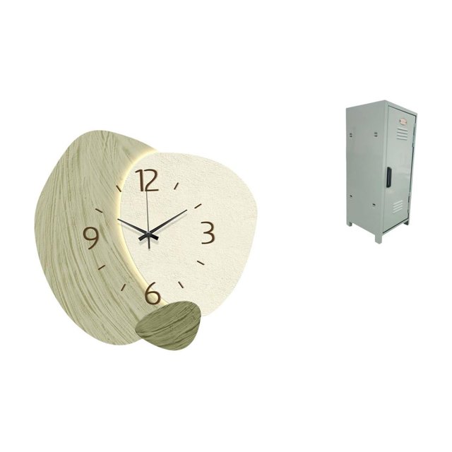 Reloj de pared silencioso, relojes decorativos, contenedor de almacenamiento, mini armario, construcción de metal, acabado pintado, adecuado para ofic