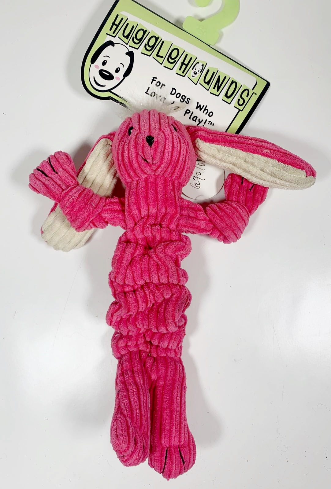 Pink Rabbit Dog Toy Squeaky and Stretchy Pet Toy 3" x 2" x 10