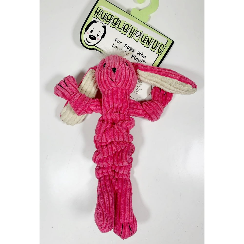 Pink Rabbit Dog Toy Squeaky and Stretchy Pet Toy 3" x 2" x 10
