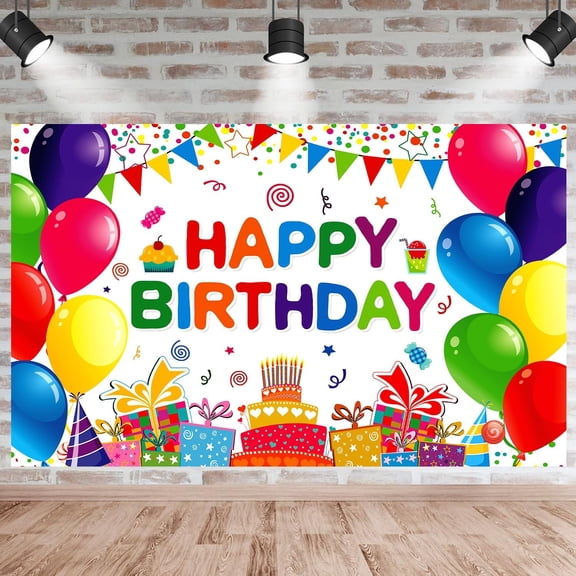 Happy Birthday Backdrop Banner Tapestry Colorful Birthday Decorations Sign Poster for Women Girls Boys Indoor Outdoor Photography Theme Party Decoration Background