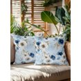 thumbnail image 2 of Outdoor Pillows Waterproof, Blue White Floral Bedding Throw Pillows with Insert for Couch Sofa Bed, Oil Painting Farmhouse Chic Flowers 18x18 Inch Pillowcases Decorative Camping Patio Pillow Set of 2, 2 of 8