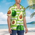 thumbnail image 5 of Easygdp Avocado Green Striped Men'S Summer Casual Short Sleeve,Short Sleeve Button-Down Shirt, Lapel Loose Breathable Hawaiian Short Sleeve - Medium, 5 of 9