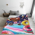 thumbnail image 5 of Honeii Space Colorful Donut Print Fleece Blanket - Throw Blanket for Bed, Sofa, Couch, Camping, and Travel , Microplush Ultra Soft Warm Blanket-60"x50", 5 of 7