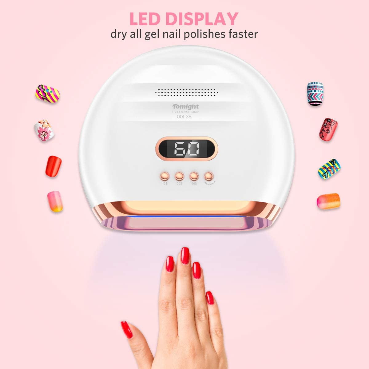 Bete Cordless LED Nail Lamp, Wireless Nail Dryer, 72W Rechargeable LED Nail Light, Portable Gel UV LED Nail Lamp with 4 Timer Setting Sensor and LCD