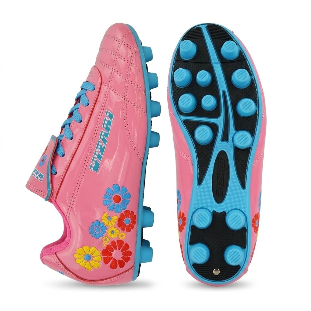 Vizari Blossom Soccer Cleats for Kids, Toddlers, and Youth – Comfortable and Durable Firm Ground Outdoor Shoes - Pink/Blue, 10