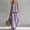 A1 Purple, variant on Two Piece Sets for Women Cotton Linen Sleeveless Boho Print Top Wide Leg Pants Set Casual Summer Lounge Matching Suits Beige L