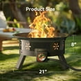 thumbnail image 2 of CHITOOMA 21 Inch Portable Fire Pits with Grill for Outside 58000 BTU Gas Fire Bowl with Foldable Legs & Lid & Carry Kit & Lava Rock Stone, 2 of 6