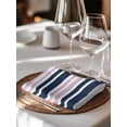 thumbnail image 6 of Navy Blue Pink Striped Cloth Napkins Set of 4 Reusable Dinner Napkins, Gradient Horizontal Lines Cocktail Napkin Washable Table Napkins for Wedding/Holiday Party/Baby Shower 20"x20", 6 of 7