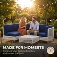 thumbnail image 4 of LAZZO 5-Piece Patio Furniture Set, Outdoor Wicker Conversation Set with Thick Cushions & Coffee Table for Backyard and Garden, Blue, 4 of 10