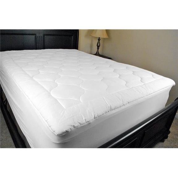 Home Essentials 80" Modern Style Cotton Queen Mattress Pad in White Finish
