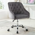thumbnail image 6 of Bellemave Swivel Accent Chair with Wheels for Home Office, Modern Leisure Arm Chair for Living Room, Mid-Back Velvet Computer Desk Chair, Executive Chair with Silver feet base and Soft Seat(Dark Gray), 6 of 8