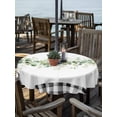 thumbnail image 2 of Outdoor Tablecloth with Umbrella Hole for Patio/Picnic/Party/Camping, Green Eucalyptus Leaves Waterproof Table Cloth Round Cover Washable, Modern Art Farmhouse Plaid (Dia 60"), 2 of 8