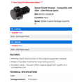 thumbnail image 2 of Splash Shield Retainer - Compatible with 2004 - 2009 Nissan Quest 2005 2006 2007 2008, 2 of 2