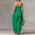 thumbnail image 5 of LEKWK Strapless Linen Jumpsuits for Women Smocked Wide Leg Romper with Pockets Sleeveless Loose Tie Front Casual One Piece Beach Vacation Outfit, 5 of 5