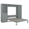 thumbnail image 4 of Velmero Unité Murale de Lit Escamotable Grand Gain de Place avec Garde-Robe Intégrée, Tiroirs de Rangement et Étagères – Solution Moderne Transformable pour Lit d'Appoint, Gris, 4 of 22