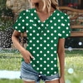 thumbnail image 3 of JTZGDY Polka Dot Tops for Women Dressy Casual Summer Button V Neck Graphic T-Shirts Loose Oversized Comfy Tunic Blouse Green XXXL, 3 of 6