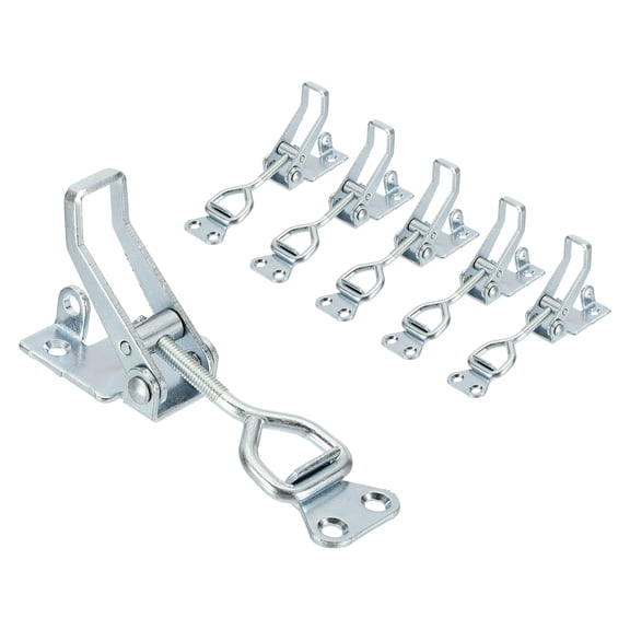 Uxcell 6pcs Adjustable Toggle Clamp M6x38mm 396bs 4002 Style w Lock Hole, Silver