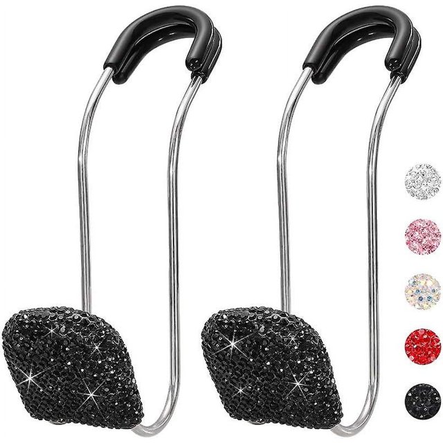 Gancho para reposacabezas de coche negro, accesorios para automóvil con brillantes, gancho de metal para reposacabezas de asiento trasero GM con diamantes de imitación