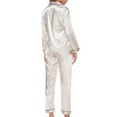 thumbnail image 5 of yievot Womens Pajamas Set Satin Long Sleeve Sleepwear Button Down Shirts and Pants Nightwear Soft Pj Sets, 5 of 5