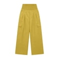 thumbnail image 5 of Pxxlle Cargo Pants for Women Elastic Waisted Palazzo Pant Casual Wide Leg Trousers for Hiking Outdoor Yellow M, 5 of 7