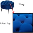 thumbnail image 3 of BirdRock Home Tufted Round Ottoman - Velvet Foot Stool - Navy, 3 of 8