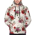 thumbnail image 4 of KLL Rose Flowers Print Mens Hoodie Long Sleeve Casual Pullover Hooded Sweatshirt Fashion Drawstring Hoodies with Pocket-4X-Large, 4 of 6
