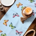 thumbnail image 4 of Table Runner - 60 Inch Long, Blue Pink Flowers Kitchen Dining Table Runner Dresser Scarves, Spring Floral Butterfly Elegant Pastoral Farmhouse Decor for Coffee Tables Wedding Party Banquet, 4 of 8