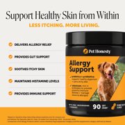 Pet Honesty Allergy Support Peanut Butter Flavored Colostrum & Turmeric Chews, Itchy Skin, Immune & Allergy Relief Supplement for Dogs, 90 count