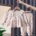 thumbnail image 1 of Conjunto de pijamas para bebés y niñas, ropa de dormir informal con estampado de corazón, Top de algodón y pantalones largos, ropa de estar por casa para otoño, 2023, 1 of 4