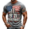 thumbnail image 5 of Xneal 911 25th Anniversary T-Shirt Never Forget 911 Print Short Sleeve Casual Gray Shirts for Men Size XL, 5 of 5