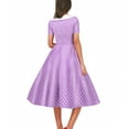 thumbnail image 4 of Dvprdro Robe de Bal pour Femme Invitée de Mariage Mode Vintage à Pois Imprimée Manches Courtes Ligne A Évasée Cocktail Fête Robe Midi, 4 of 5